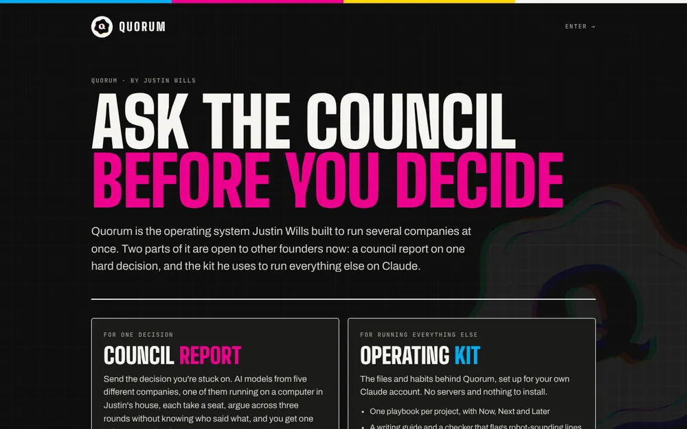 The quorum.ceo homepage